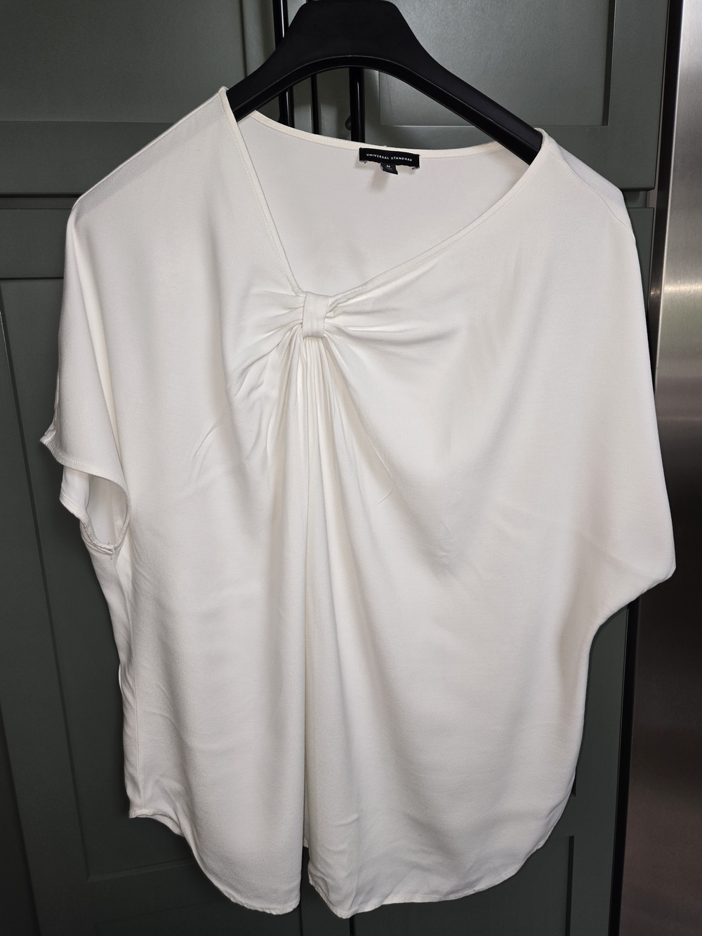 Universal Standard Mackaya Luxe Twill Knot-Front Blouse